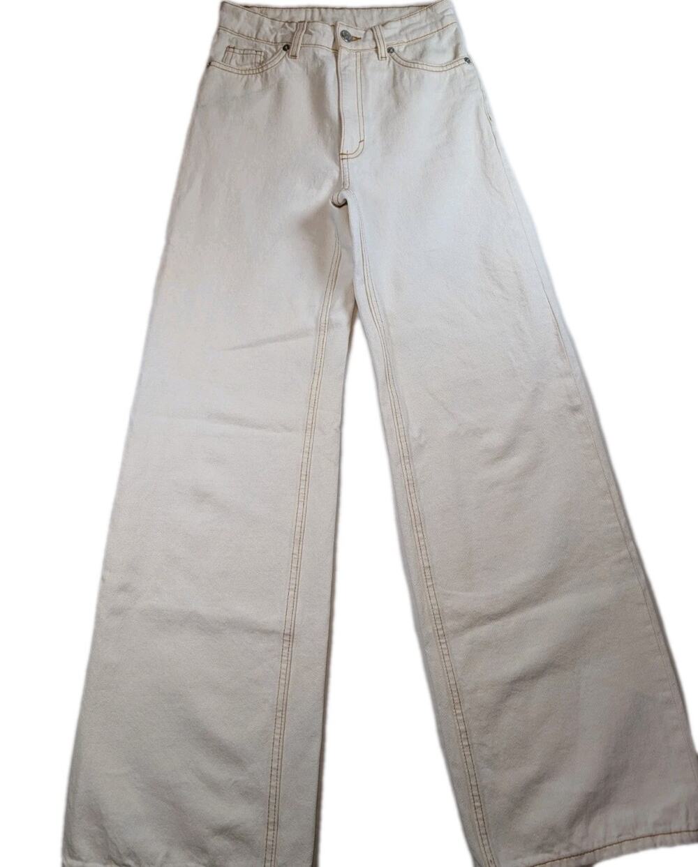 MONKL Ivory Wide Leg Jeans High Rise Womens 24 Trendy Minimal Clean Girl
